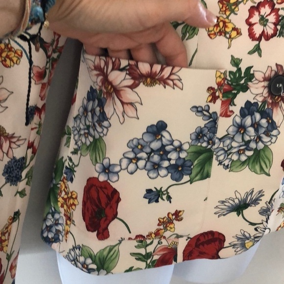 Zara Size S Floral Print Button Front Blazer Jacket SM Pockets Lined Art to Wear - Picture 8 of 16